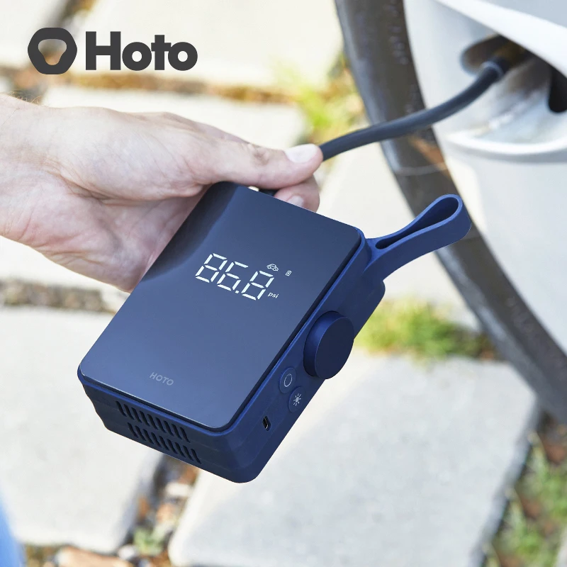 

Портативный Электрический воздушный компрессор HOTO, умный беспроводной воздушный насос со светодиодной подсветкой для шин, литий-ионный ак...