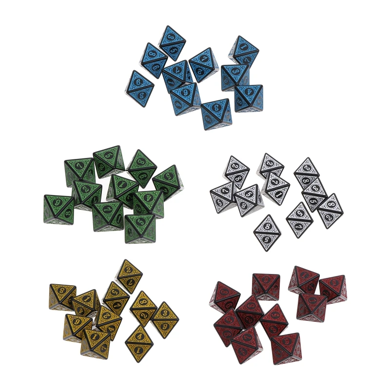 

10 Pcs 8-Sided Single-Color Polyhedral Dice Acrylic Single Color Pattern Dice
