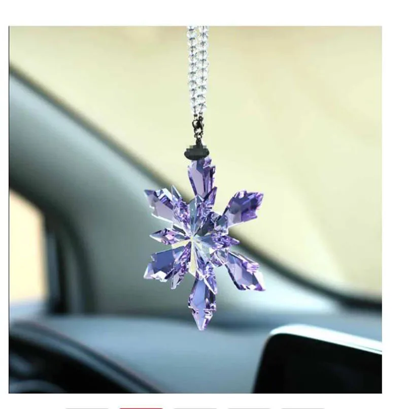 

Car Pendant Transparent Crystal Snowflakes Sun Catcher Part FengShui Hanging Ornaments Crafts Home Decora Christmas Gifts