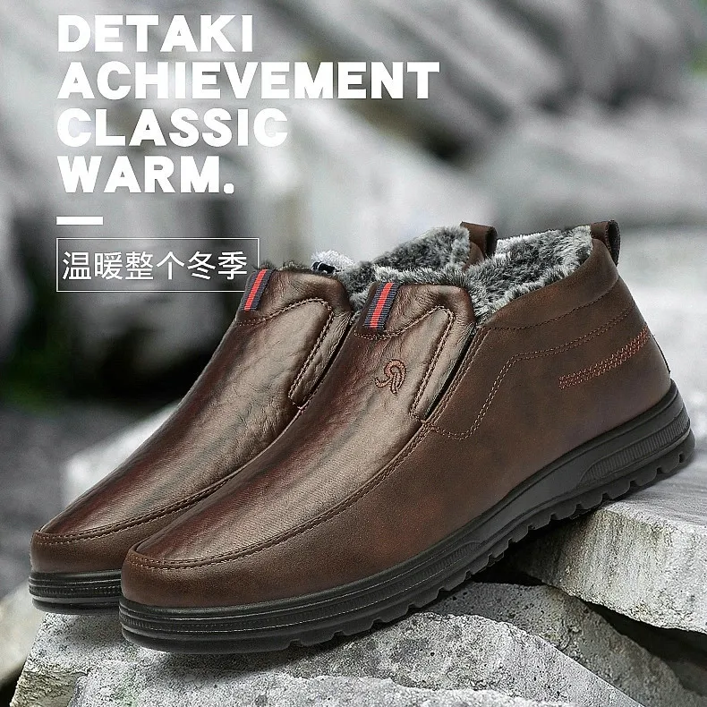 

Мужские ботинки, высококачественные ботильоны, Мужская Легкая повседневная обувь, зимняя теплая Рабочая обувь с мехом, мужские уличные бот...