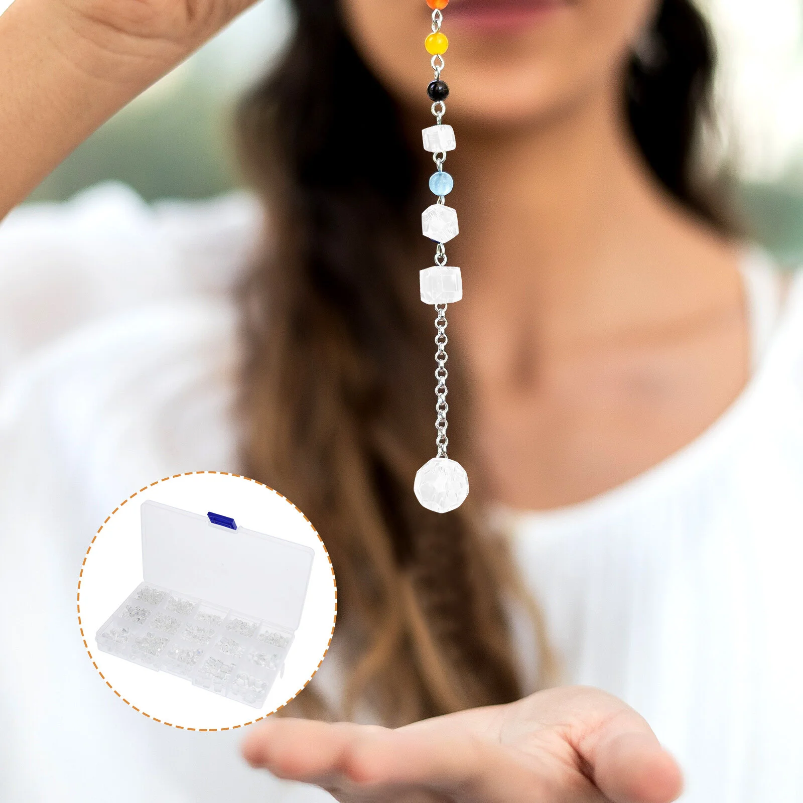 

Glass Beads Jewelry Clear Hair Braids DIY Earrings Necklace Making Delicate Novelty Colorful Beaded