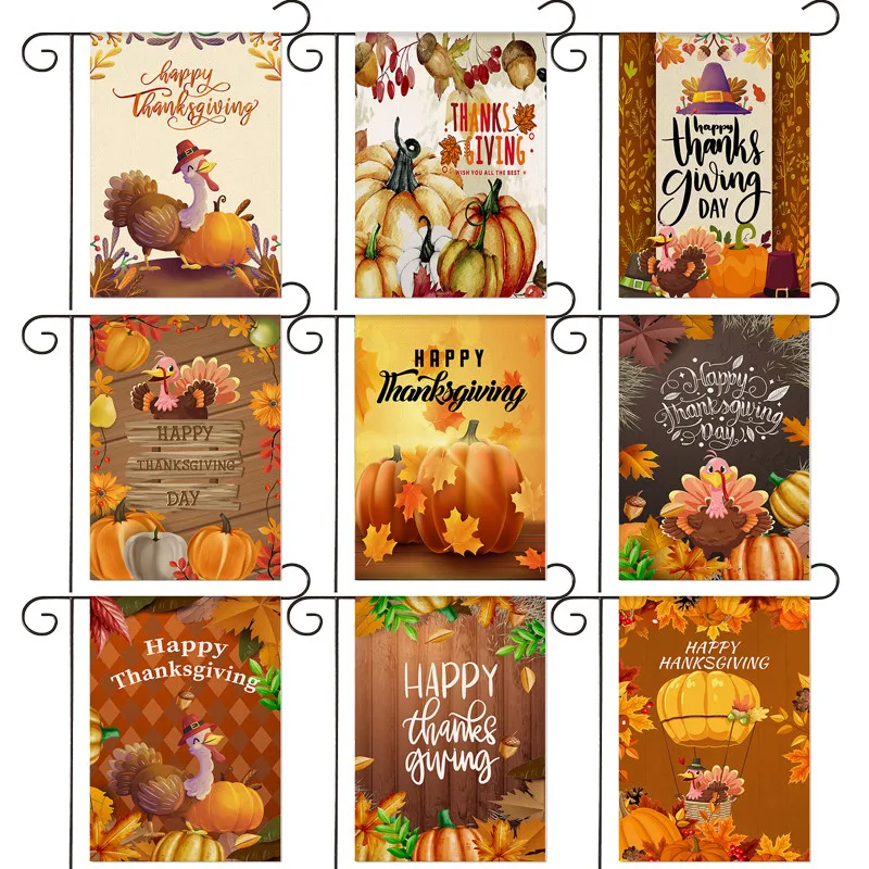 

Autumn Thanksgiving Themed Garden Flag Harvest Scene Lettering Garden Decoration Banner 30*45cm(11.81IN*17.71IN)