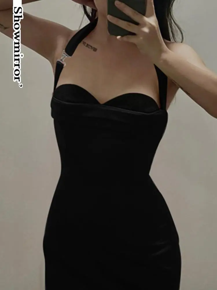 

ShowmirrorSEXY PATCHWORK HALTER DRESS PARTY BUTTOCK SKIRT VINTAGE TEACHWEAR WOMEN CLOTHES GOTHIC FEMALE CLUB PARTY VESTIDO