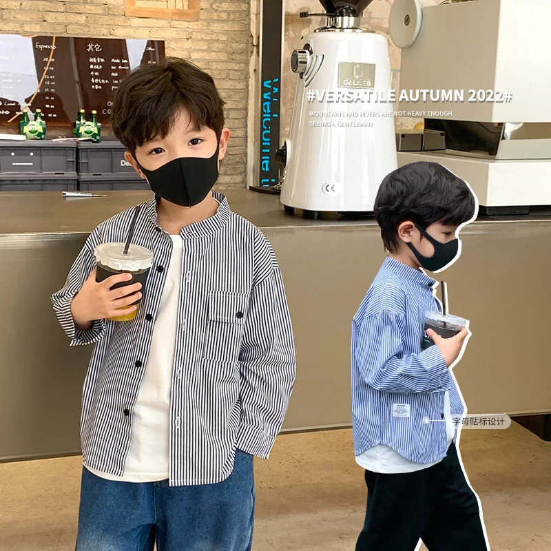 

Boys fashion striped long sleeve shirts 2-7 years Kids cotton loose casual shirt Tops