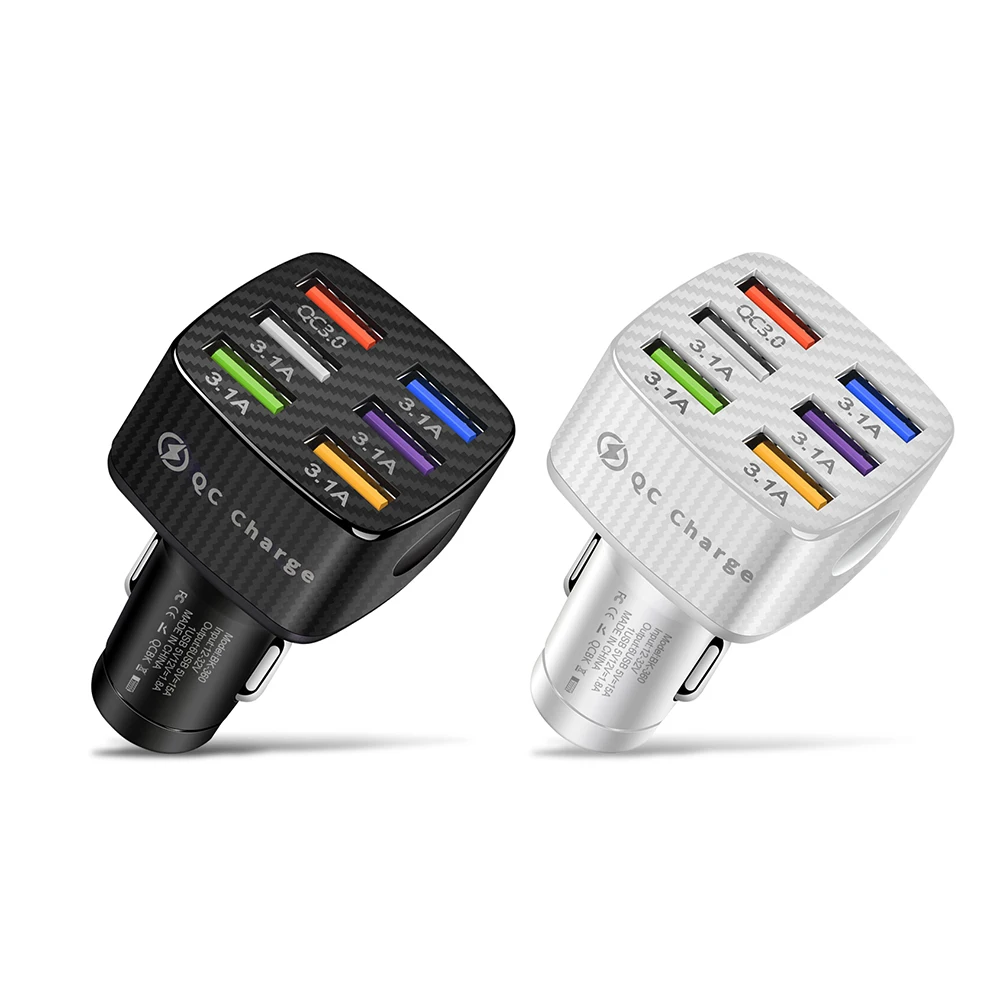 

Портативный адаптер для быстрой зарядки телефона 15 а QC3.0, 6 портов, быстрое автомобильное зарядное устройство USB для телефона