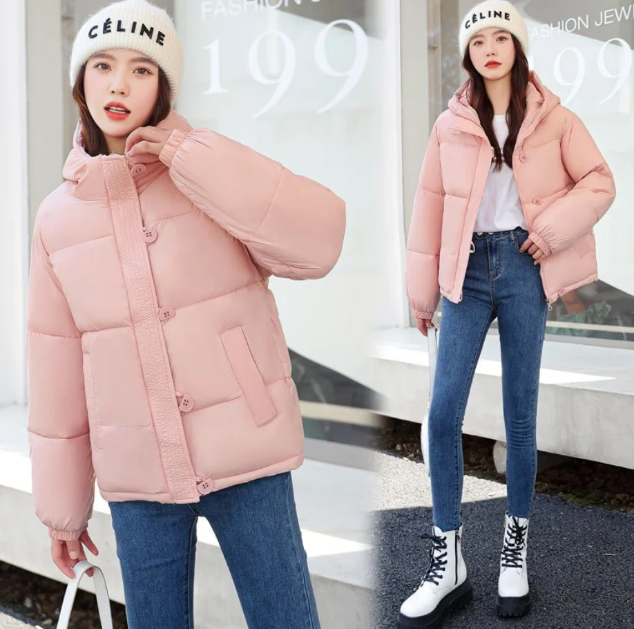 

Beardon Women's Short Jacket 2022 New Winter Women's Loose Thickened Warm Stand Collar Button Korean Parkas Cotton Coat