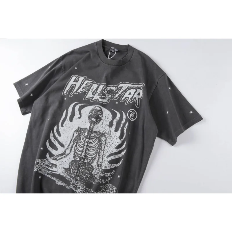 

2023ss Hellstar Studios Globe tee Short Sleeve Men's T-shirts High Quality Men Women 1:1 Oversized Drop Shoulder T Shirt