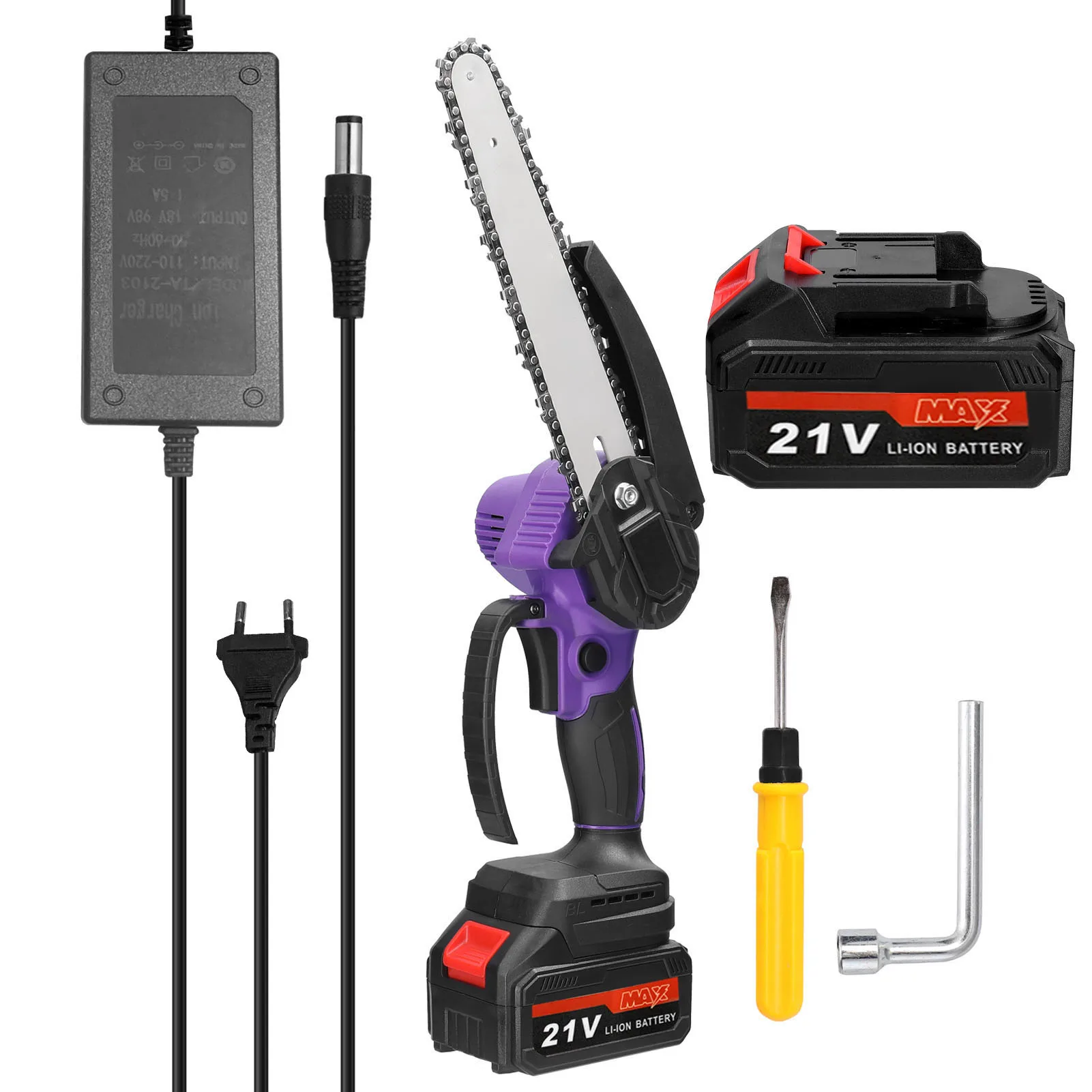 

Портативная 8-дюймовая электрическая пила для обрезки, перезаряжаемые бензопилы, пила для дерева, деревообрабатывающий инструмент для сада, ветвей, зажим, 21 в