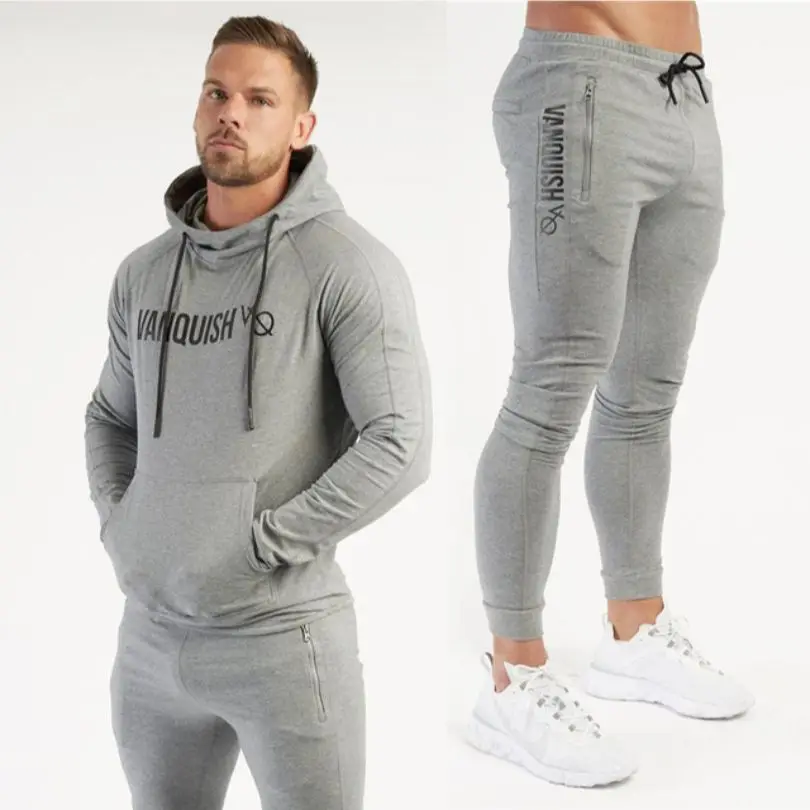 

Traje deportivo de algodón para hombre, Sudadera con capucha para correr al aire libre, pantalones de entrenamiento transpirable