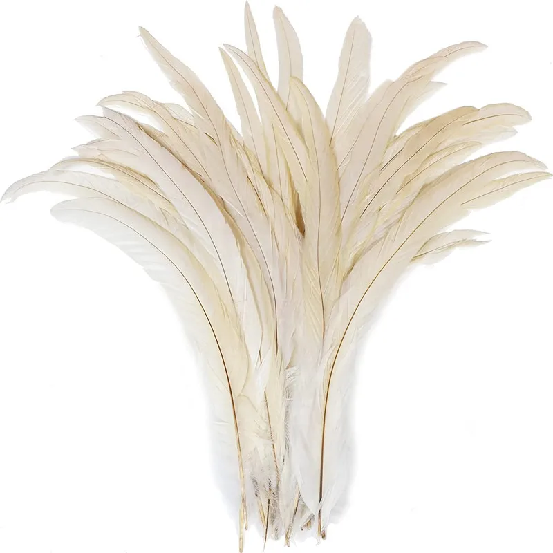 

100pcs Natural Rooster Tail Feathers Plume DIY Headdress Wedding Decoration Fringe For Clothes Needlework Handicraft Accessories