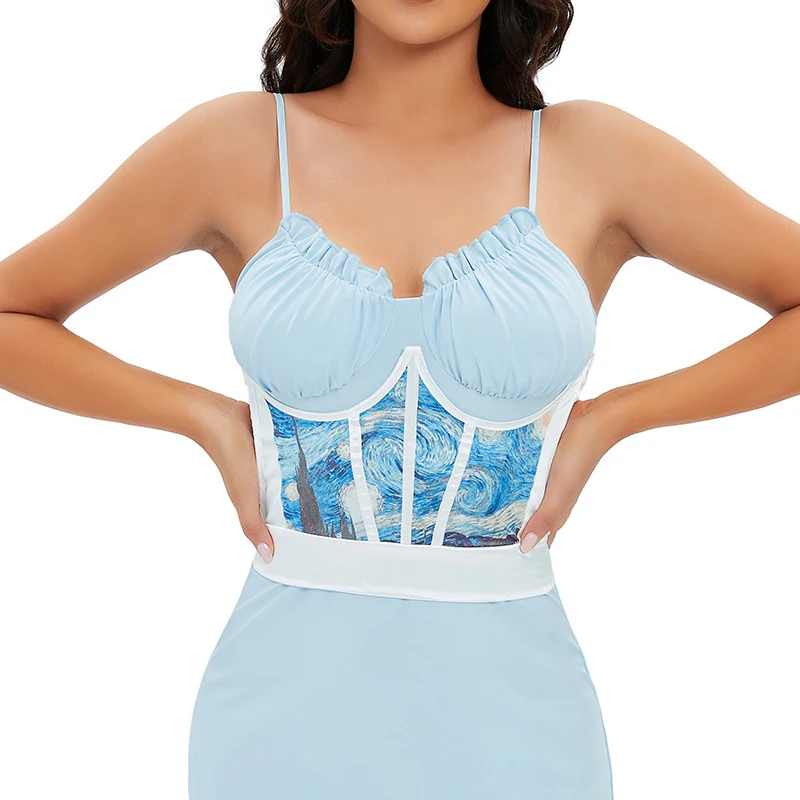 

Vintage Women Oil Painting Corsets Bustiers Shapewear Crown Girdle Slim Waist Belt Underbust Corset Top Curve Shaper Waist Seal