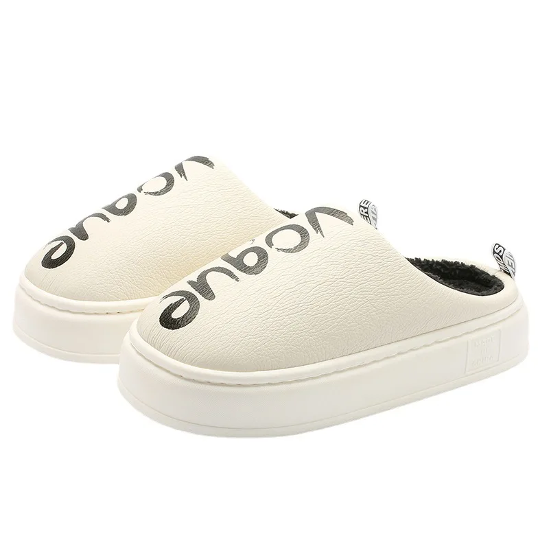 Winter Cotton Slippers Women Man Home Indoor Shoes Warm Plush Shoes Waterproof Unisex House Slippers Hairy Thick Soled Slides Co