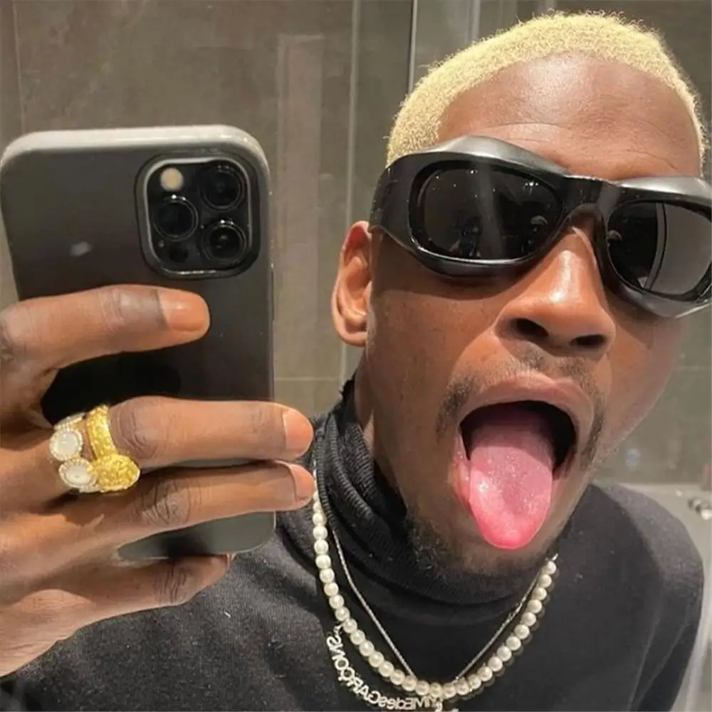 

Очки солнцезащитные мужские в толстой оправе, модные темные очки для езды на велосипеде, в стиле «киберпанк», Y2K