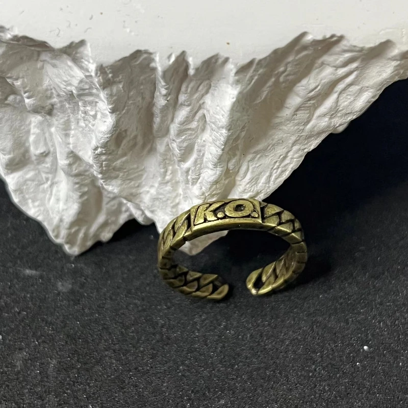 Кольца из черного золота в стиле ретро с буквой KO для мужчин и женщин