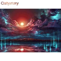 gatyztory paint by number seaside night landscape drawing on canvas handpainted art gift diy pictures by number kits home decor