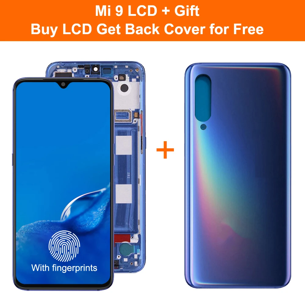

ЖК-дисплей 6,39 "Super AMOLED для xiaomi Mi 9, ЖК-дисплей с сенсорным экраном и дигитайзером в сборе с рамкой для Mi9 M1902F1G, дисплей на замену