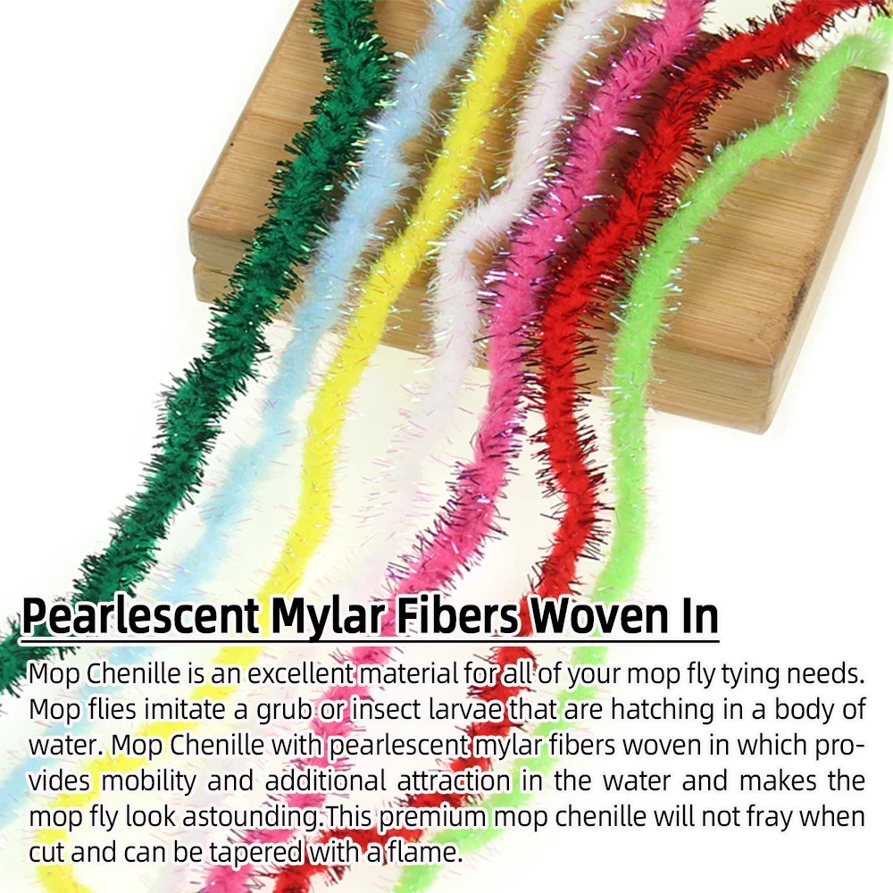 Wifreo 2 упаковки швабры для завязывания мух из синели с перламутровым майларовым