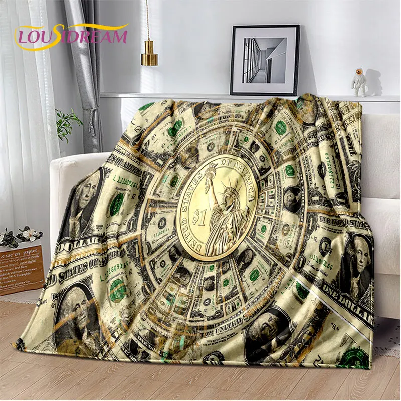 

3D Dollar Euro Money Pattern Soft Plush Blanket,Flannel Blanket Throw Blanket for Living Room Bedroom Bed Sofa Picnic Cover Kids