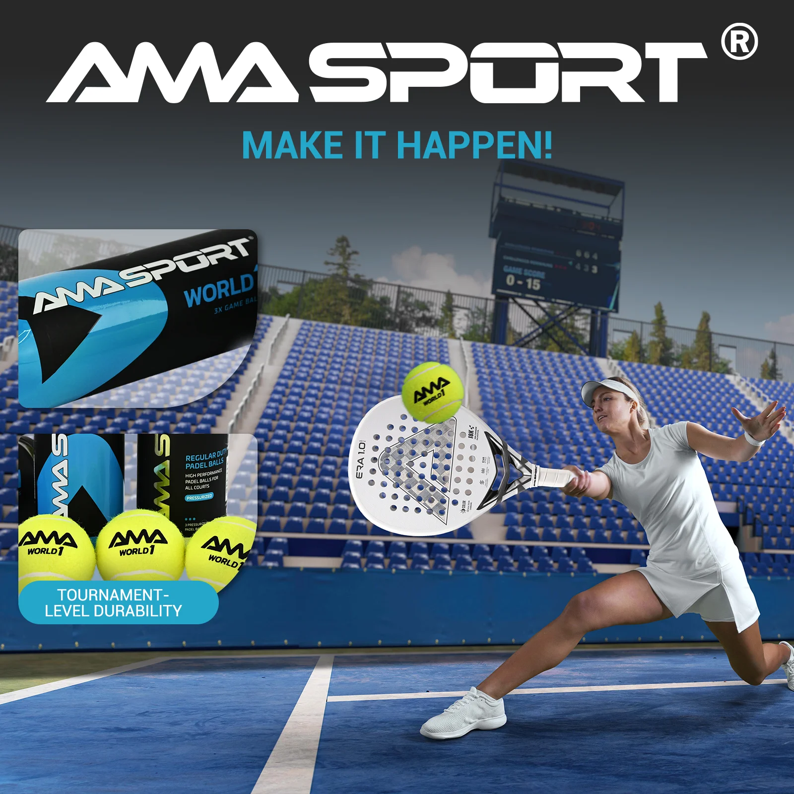 Фото AMA SPORT World Padel Balls 1 банка 3 мяча — Optimal Bounce Padel Balls для профессионалов и любителей теннисного мяча №3
