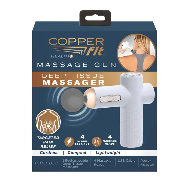 

Unisex Adult Massage Gun Rechargeable with 4 Massage Attachments White