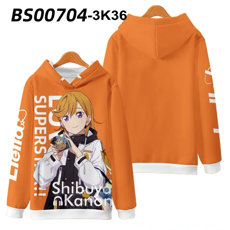 

3D Hoodie Japan Anime Lovelive Superstar Cosplay Arashi Chisato Shibuya Kanon Heanna Sumire Tang Keke Sweatshirt tops
