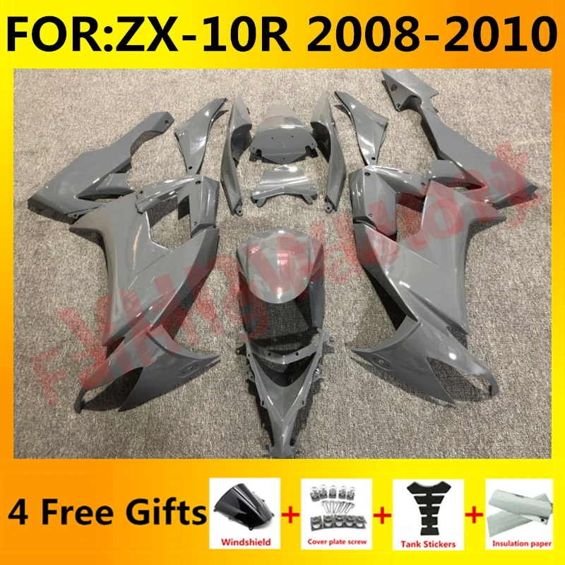

New ABS Whole Motorcycle Fairings Kit fit for Ninja ZX-10R ZX10R zx 10r 2008 2009 2010 08 09 10 Bodywork fairing kits set grey