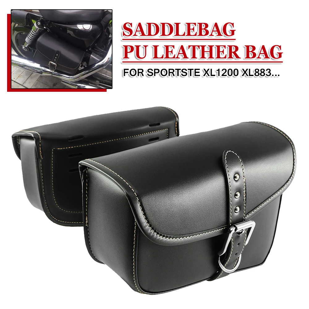 PU Leather Saddlebag For Harley Sportster XL Model 883 1200 XL883 XL1200 Motorcycle Swingarm Saddle Bags Side Pannier Tool Bags