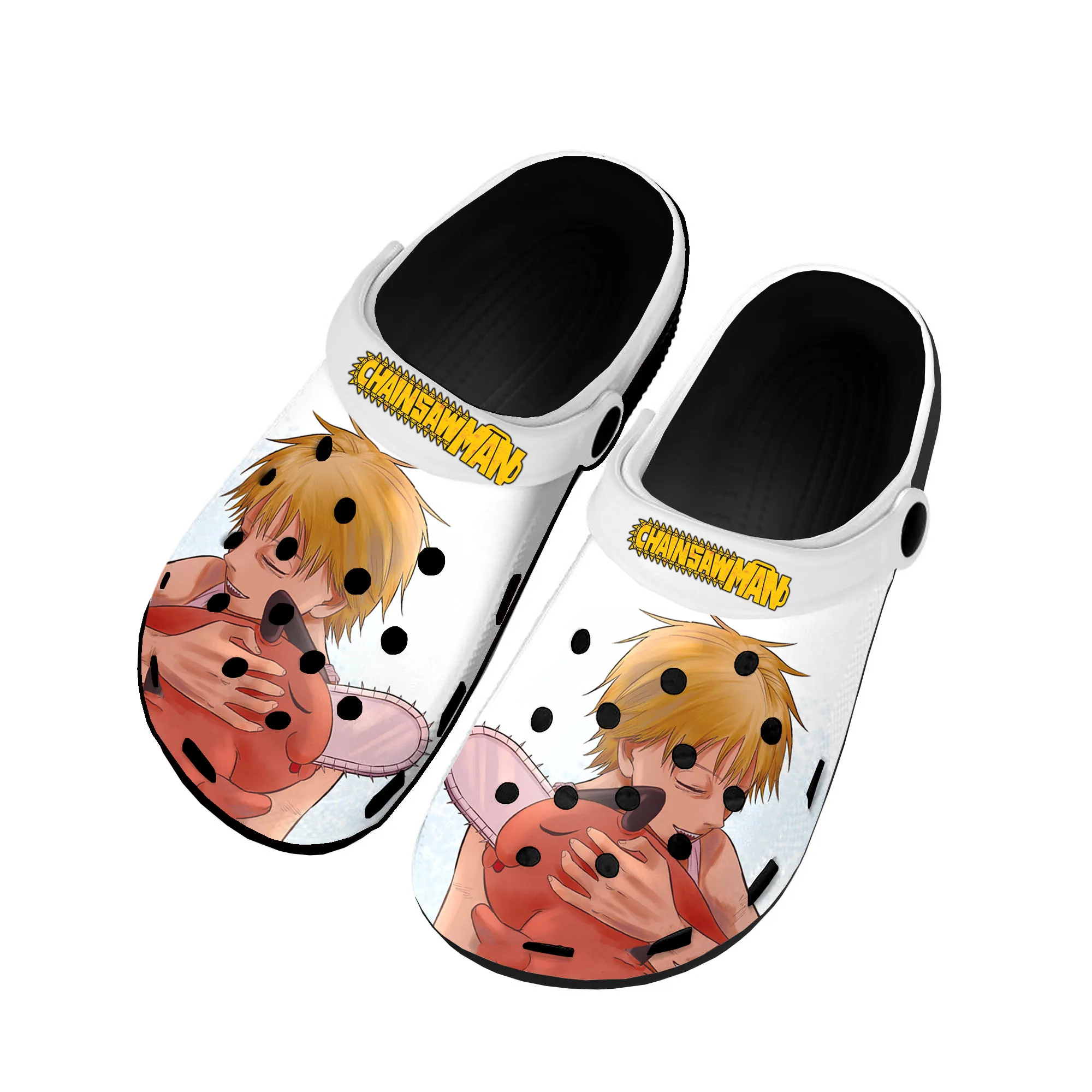 

Anime Chainsaw Man Pochita Power Home Clogs Custom Water Shoes Mens Womens Teenager Shoe Garden Clog Beach Hole Black Slippers