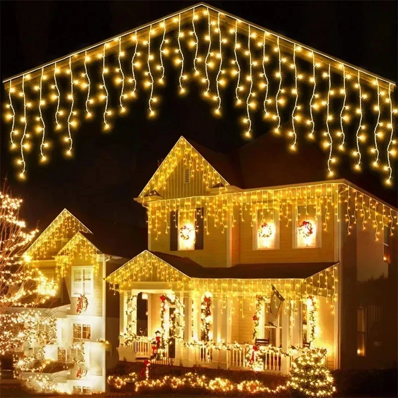 

Christmas Lights Waterfall Outdoor Decoration 5M Droop 0.4-0.6m Led Lights Curtain String Lights Party Garden Eaves Decoration