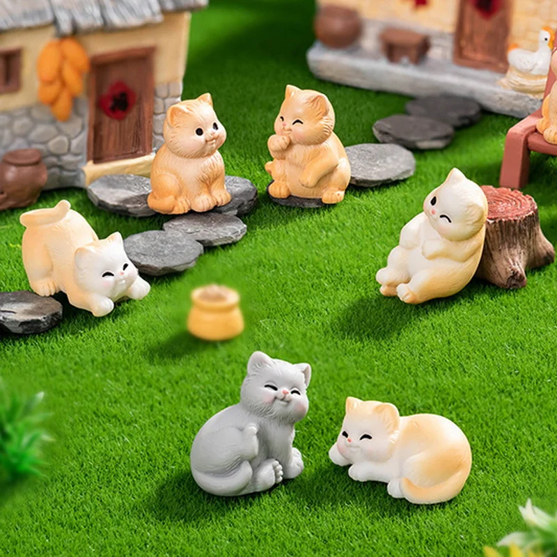 Мини-мультфильм милый Санхуа кот орнамент пейзажный горшок кукольный домик