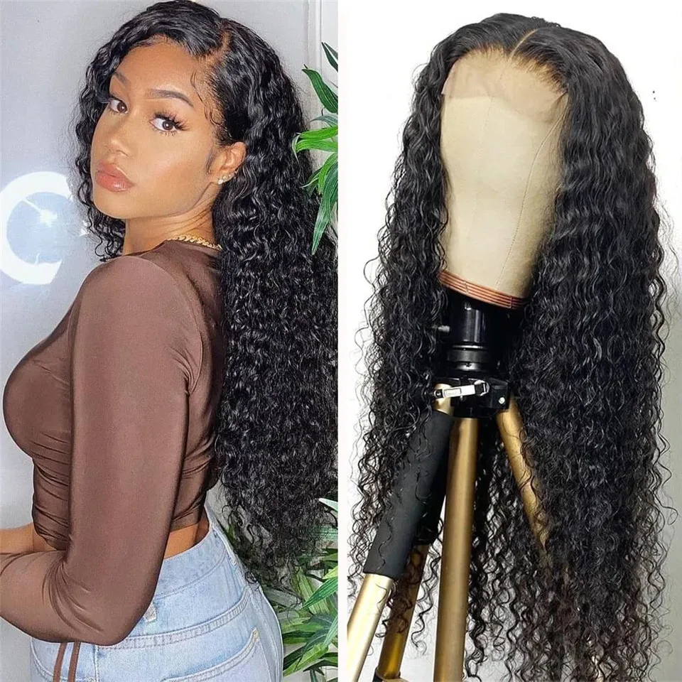 10A Deep Wave 5x5 Transparent Lace Closure Human Hair Wigs for Black Women Pre Plucked Brazilian Remy Deep Curly 4x4 Closure Wig