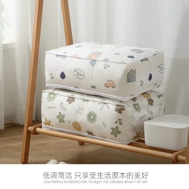 

Household Three-dimensional Quilt Storage Bag PEVA Clothes Quilt Storage Box Transparent Printing Large-capacity Quilt Bag