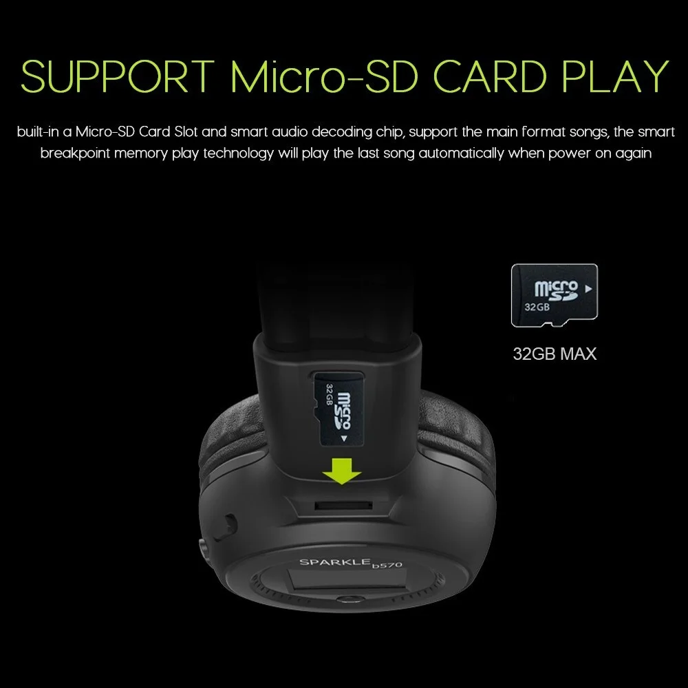 FOR Bluetooth Headphone Wireless Headset Foldable Support Micro SD Card AUX Microphone Earphone |