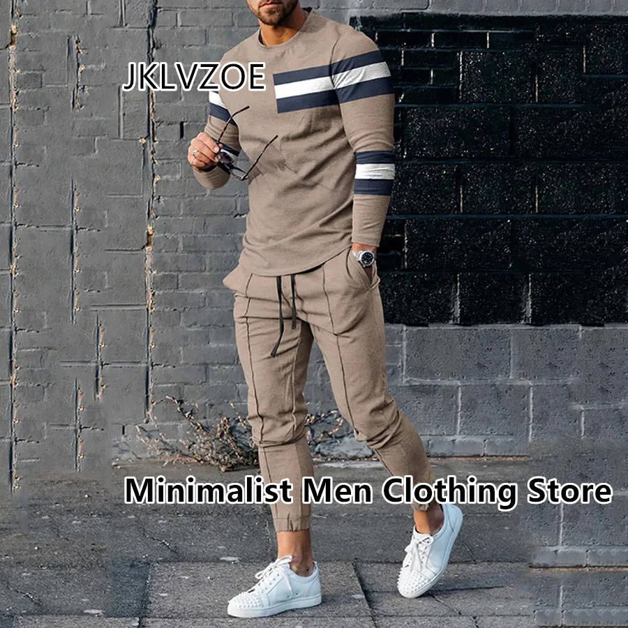 New Arrival Men Tracksuit 2 Piece Sets Luxury Long Sleeve T-Shirt＋Trousers Sports Suits Fashion Oversized Casual Men's Clothing