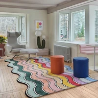 new modern living room large area rug bedroom irregularity cute carpet home decoration rainbow fluffy colorful thickened carpet