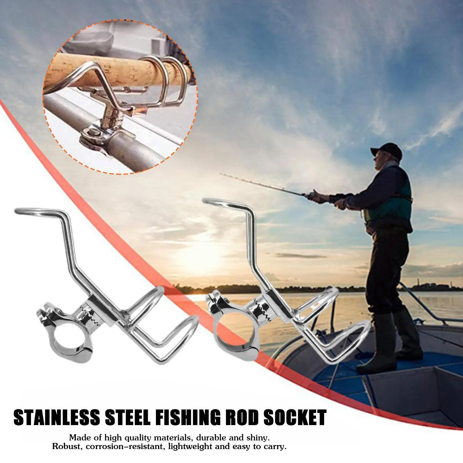 

New Marine Grade Stainless Steel 316 fishing rod rack holder support Accessories 32mm on rail pole clamp mount bracket boat H9A3