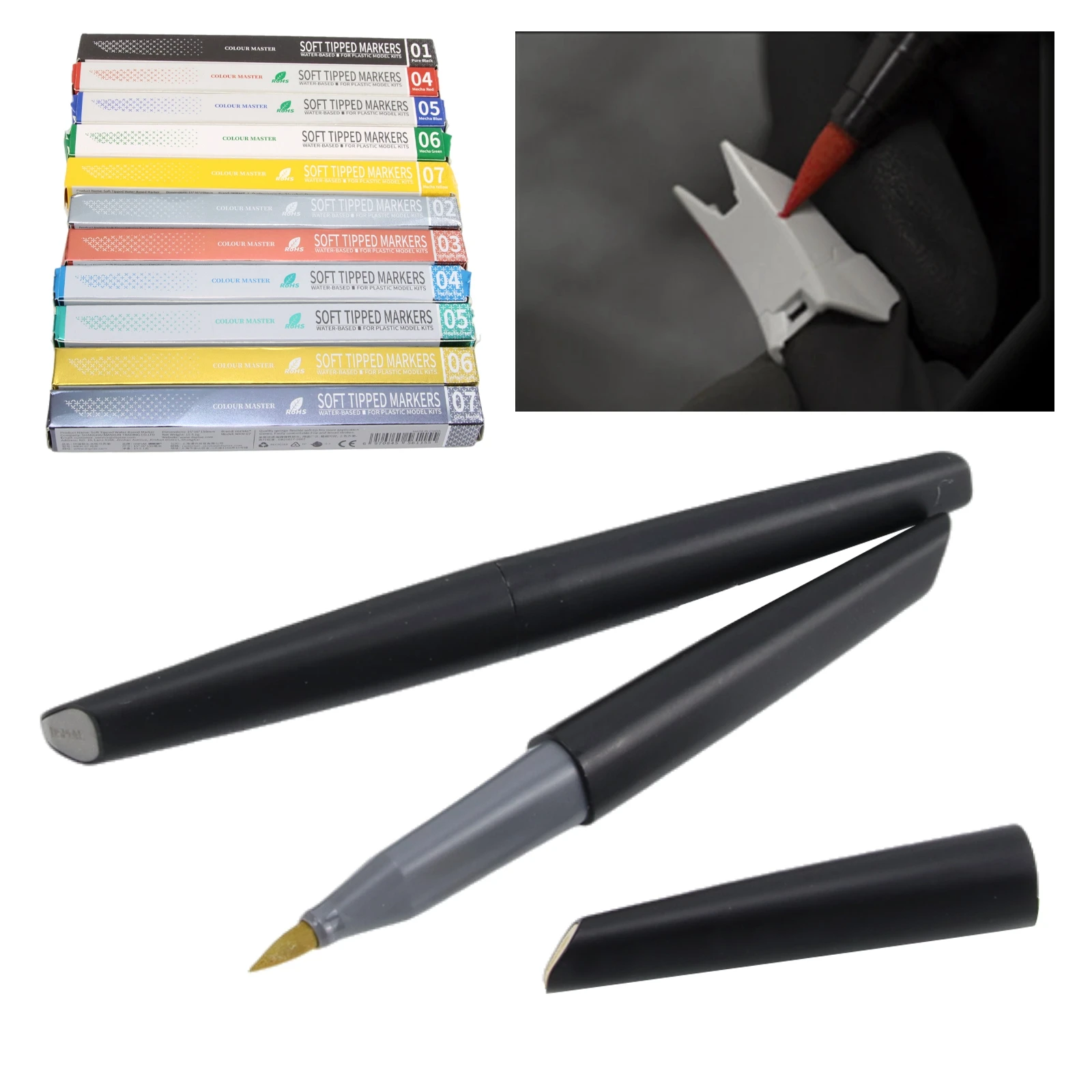 11 Colors Brush Pen Paint Tool Sets Red Blue Green Yellow Black Yellow Gray Gold Pen 11pcs/set