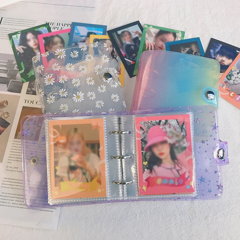 

Laser Star Photocard Holder Glitter Sparkling Sequins Photo Album Kpop Card Binder Transparent Instax Mini Album Collect Book
