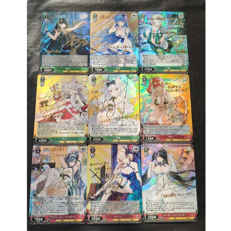 

9Pcs/Set WS Azur Lane The heroine Yukikaze Ibuki Amagi Fuso Kawaii DIY Hobbies Collectibles Game Anime Flash Card Gift Toys