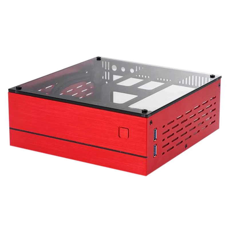 

A01 Case HTPC Horizontal Computer Case ITX Mini Case Industrial Control Case Red Case Glass Cover