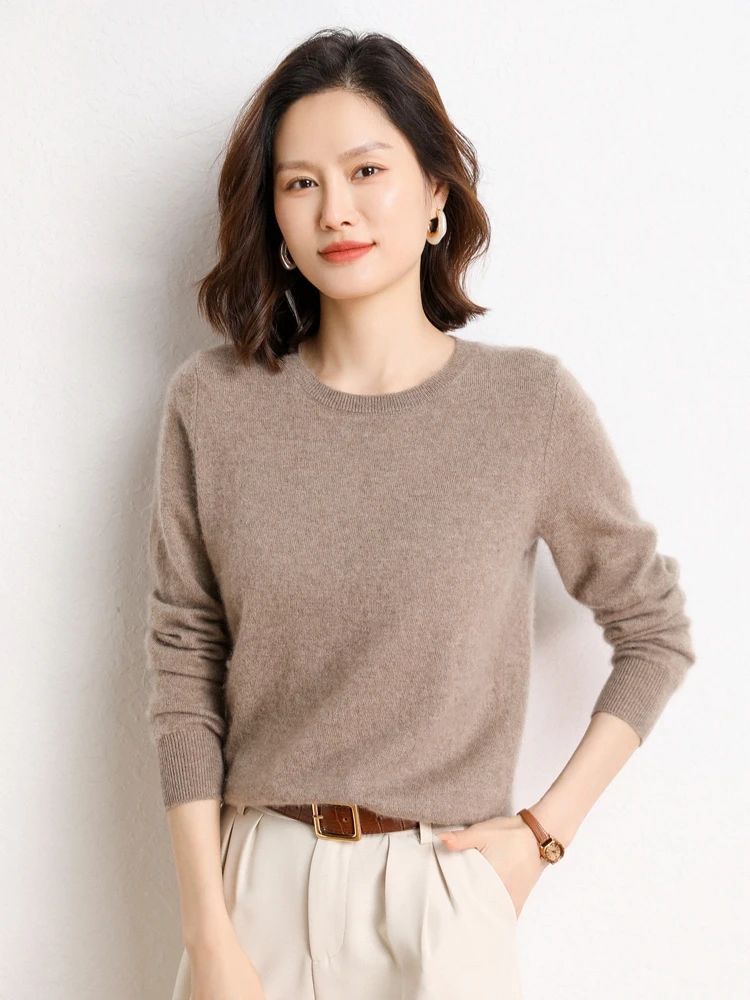 Choice Women Autumn Winter Cashmere Sweater Basic Bottom Pullover O-Neck Casual Simple 100% Knitwear Clothing Tops