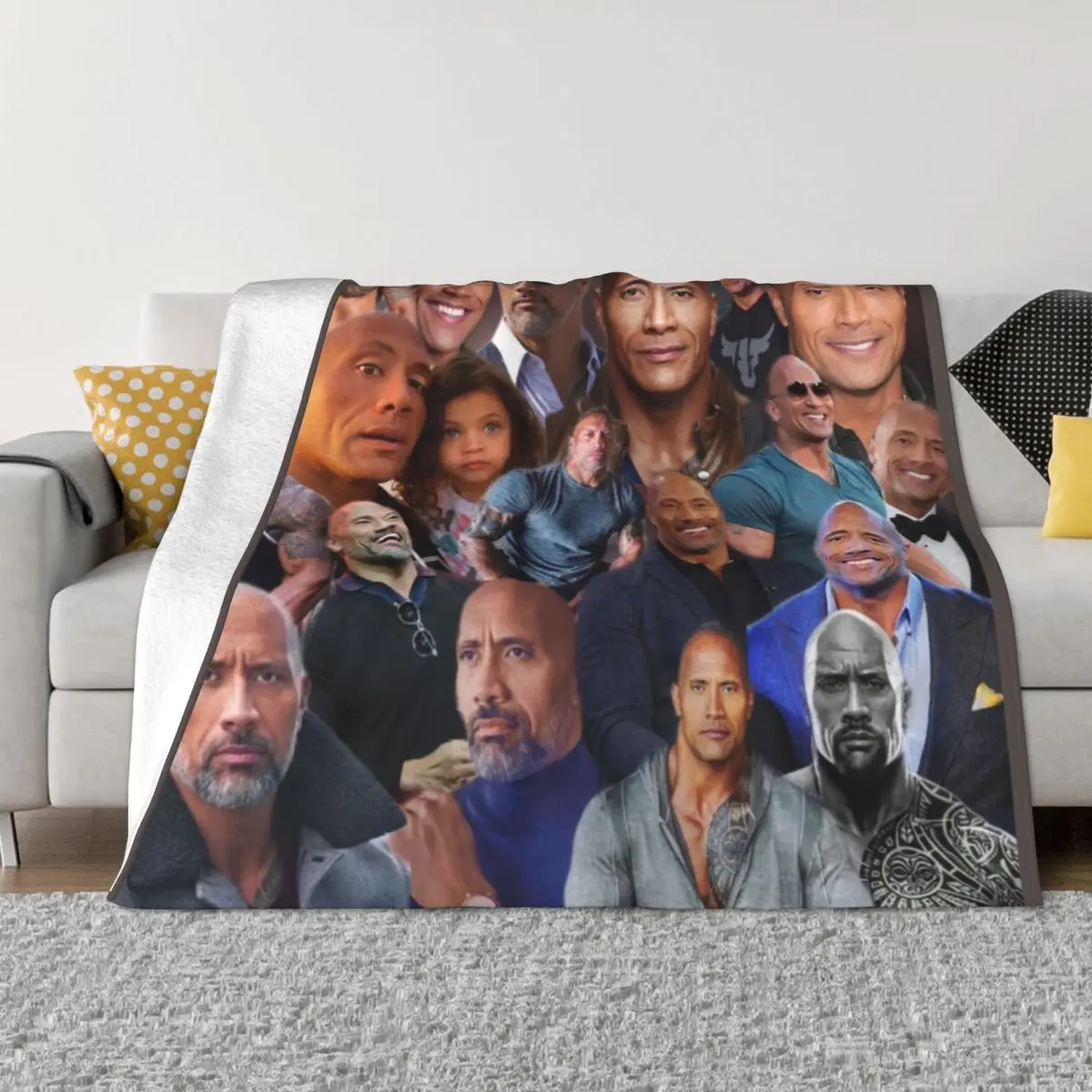 

The Rock Blankets Coral Fleece Plush Printed Dwayne American Actor Johnson Lightweight Thin Throw Blankets for Sofa Travel Quilt