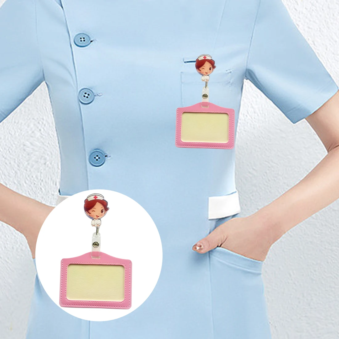 

Work Card Name Tag Hospital Medical Workers Card Cover ID Credit Case Cartoon PU Badge Holder Hospital Medical Workers