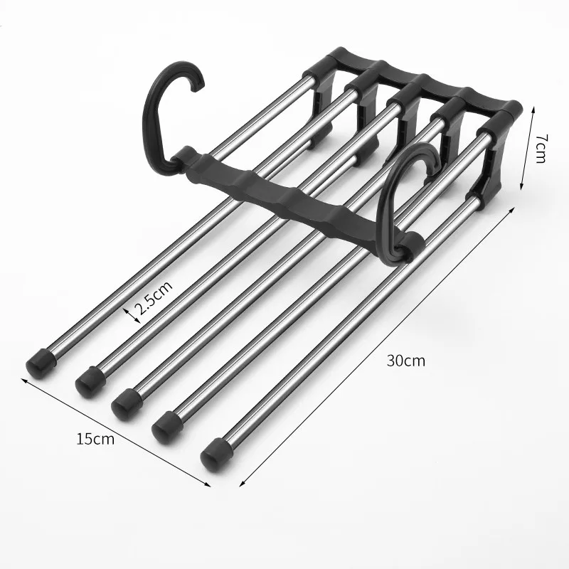 Metal 5 In 1 Hanger Folding Pants Storage Rack Clothes Organizer Hangers Save Wardrobe Space Bedroom Closets Organizer Hangers images - 6