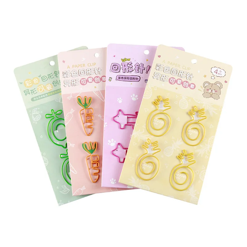 Креативные металлические скрепки в виде морковки ананаса лимона утки свинки для