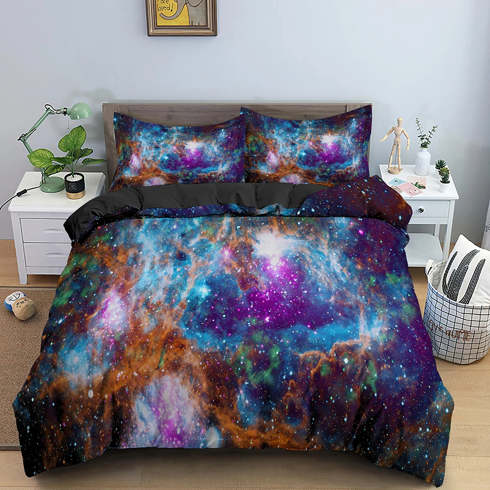 

Bedding Set Universe Outer Space Themed Comforter Cover for Kids Galaxy Duvet Cover Set Single Double King Queen Size 2/3pcs