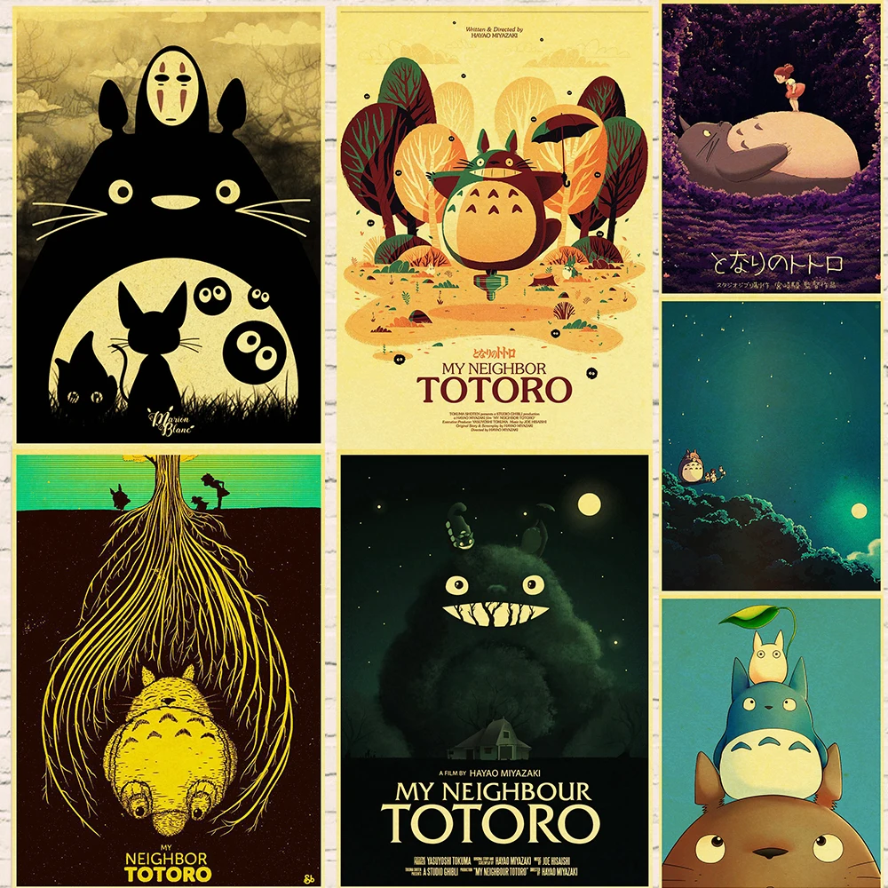 

Anime Collection Miyazaki Hayao/My Neighbour Tototro Retro Kraft Paper Poster for Room Bar Home Decor Stickers Wall Painting