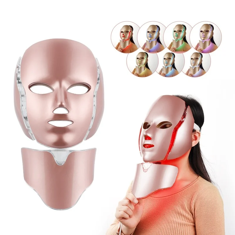 

Photon 7Colors Led Facial Mask Skin Rejuvenation Acne Anti Wrinkle With Neck Tightening Beauty Apparatus Korean Light Facial SPA