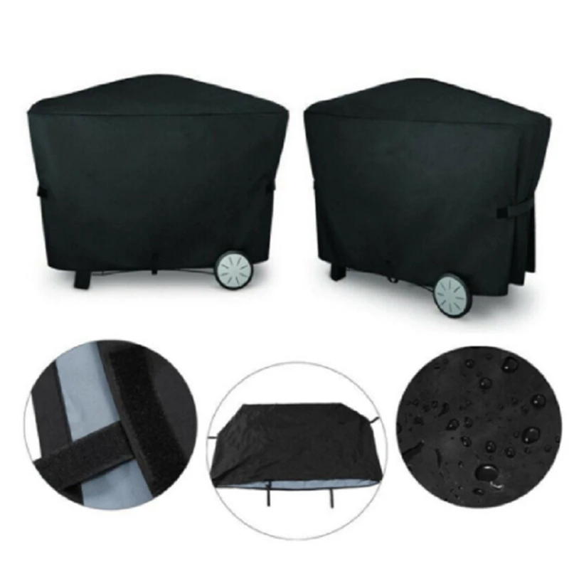 

Bbq Grill Cover Outdoor Waterproof Barbecue Cover Weber Dust Cover Heavy Duty Snow Rain Protective Round Bbq Grill Black