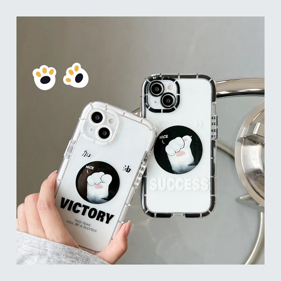 

Luminous Phone Case For iPhone 13 Pro Max 12 Pro 11 X XS Max XR Cute Cartoon Cat Claw Camera Protect Shockproof Soft TPU Cover